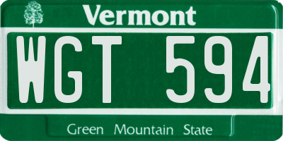 VT license plate WGT594