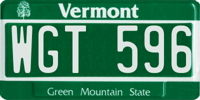 VT license plate WGT596