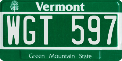VT license plate WGT597