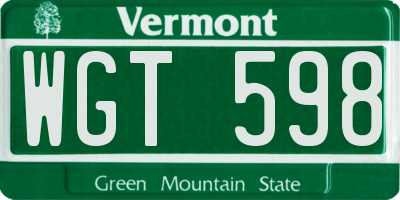 VT license plate WGT598