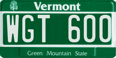 VT license plate WGT600