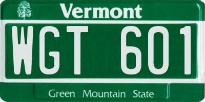 VT license plate WGT601