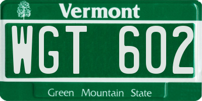 VT license plate WGT602