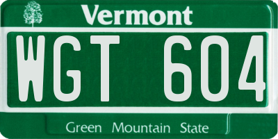 VT license plate WGT604