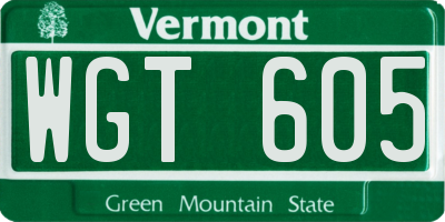 VT license plate WGT605