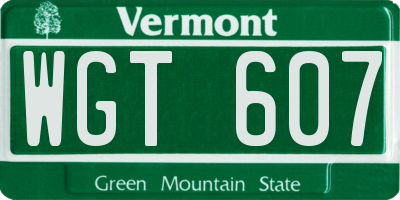 VT license plate WGT607