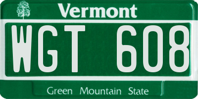 VT license plate WGT608