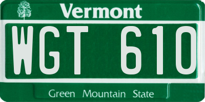 VT license plate WGT610