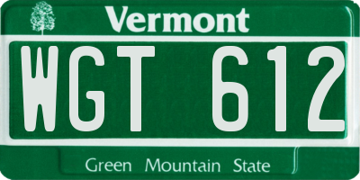 VT license plate WGT612