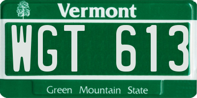 VT license plate WGT613