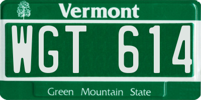 VT license plate WGT614