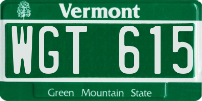 VT license plate WGT615