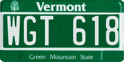 VT license plate WGT618