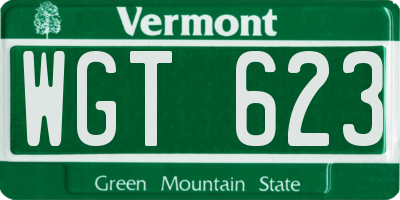 VT license plate WGT623