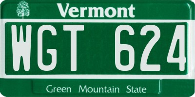VT license plate WGT624