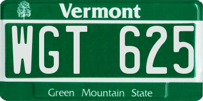 VT license plate WGT625