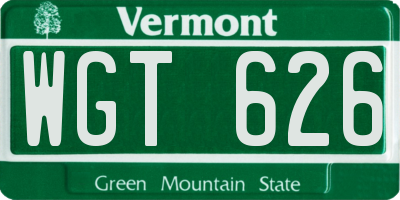 VT license plate WGT626