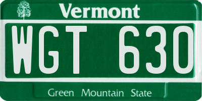VT license plate WGT630