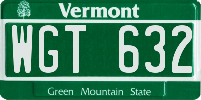 VT license plate WGT632