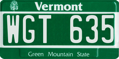 VT license plate WGT635