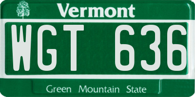 VT license plate WGT636