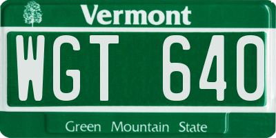 VT license plate WGT640