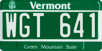 VT license plate WGT641