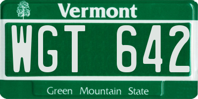 VT license plate WGT642