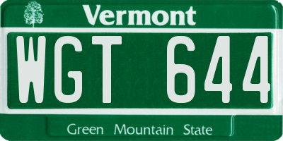 VT license plate WGT644