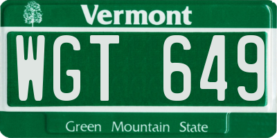 VT license plate WGT649