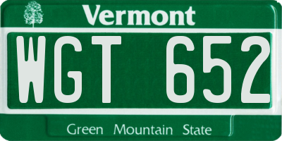 VT license plate WGT652