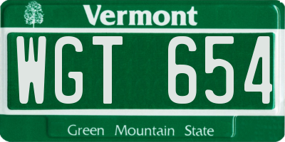 VT license plate WGT654