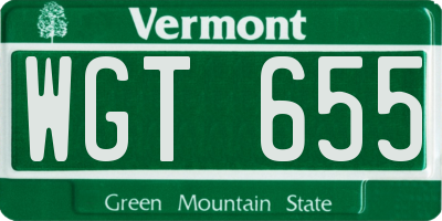 VT license plate WGT655