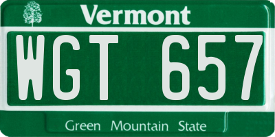 VT license plate WGT657
