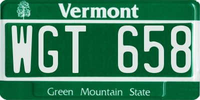 VT license plate WGT658