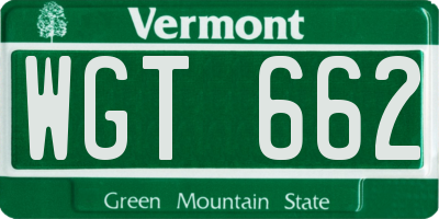 VT license plate WGT662