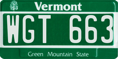 VT license plate WGT663