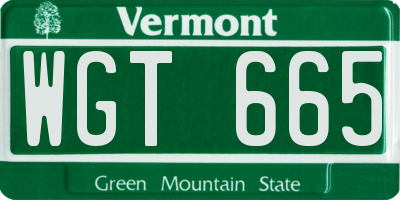 VT license plate WGT665