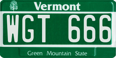 VT license plate WGT666