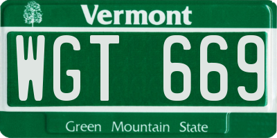 VT license plate WGT669