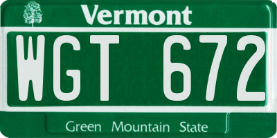 VT license plate WGT672
