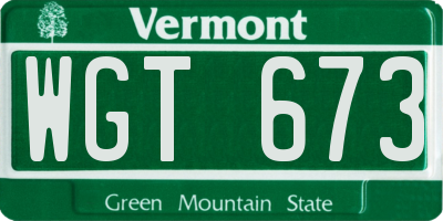 VT license plate WGT673