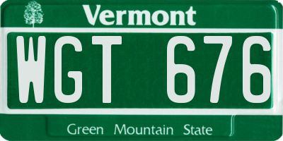 VT license plate WGT676
