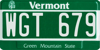 VT license plate WGT679