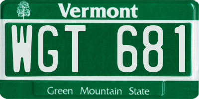 VT license plate WGT681