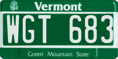 VT license plate WGT683