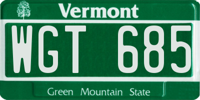 VT license plate WGT685