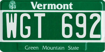 VT license plate WGT692