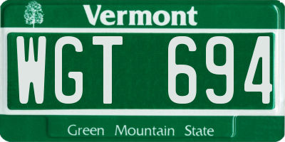 VT license plate WGT694