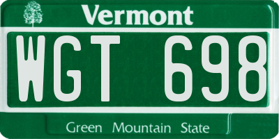 VT license plate WGT698